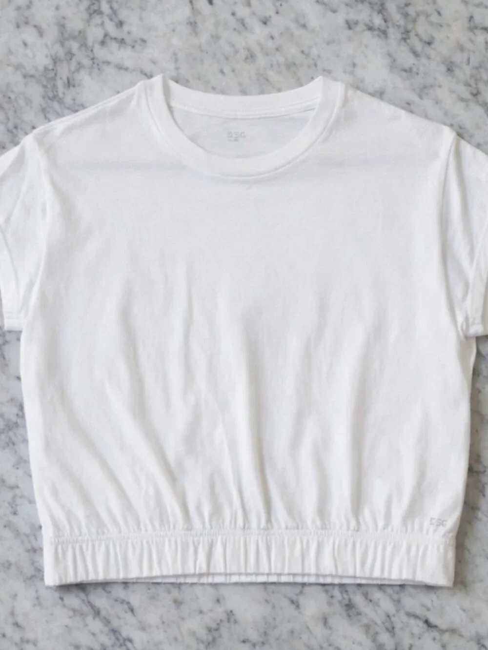 DSG Womens Small Cropped Top  Cinch Waist White Short Sleeve T-Shirt - Picture 5 of 7